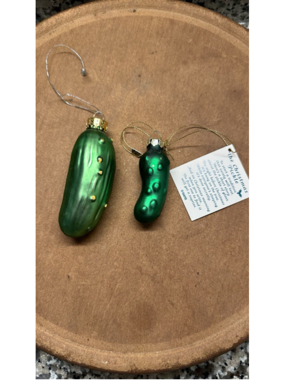 Set Of 2 Christmas Pickle Ornament German Tradition Blown Glass Tree Decoration
